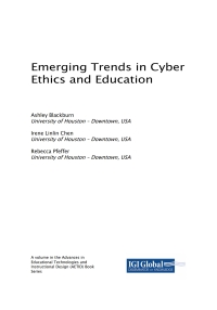 Cover image: Emerging Trends in Cyber Ethics and Education 9781522559337