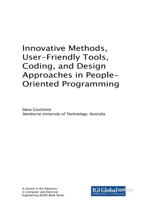 Cover image: Innovative Methods, User-Friendly Tools, Coding, and Design Approaches in People-Oriented Programming 9781522559696