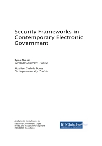 Omslagafbeelding: Security Frameworks in Contemporary Electronic Government 9781522559849