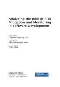 Cover image: Analyzing the Role of Risk Mitigation and Monitoring in Software Development 9781522560296