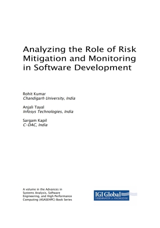 Cover image: Analyzing the Role of Risk Mitigation and Monitoring in Software Development 9781522560296