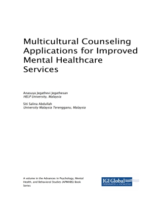 Cover image: Multicultural Counseling Applications for Improved Mental Healthcare Services 9781522560739