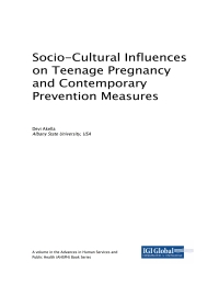 Cover image: Socio-Cultural Influences on Teenage Pregnancy and Contemporary Prevention Measures 9781522561088