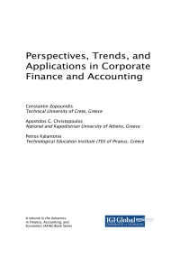 Cover image: Perspectives, Trends, and Applications in Corporate Finance and Accounting 9781522561149