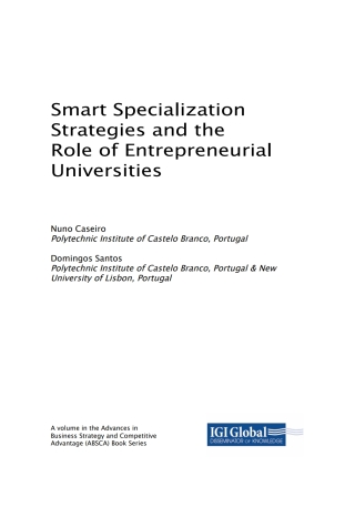 Cover image: Smart Specialization Strategies and the Role of Entrepreneurial Universities 9781522561521