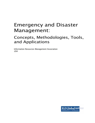 Cover image: Emergency and Disaster Management: Concepts, Methodologies, Tools, and Applications 9781522561958
