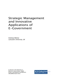 Cover image: Strategic Management and Innovative Applications of E-Government 9781522562047