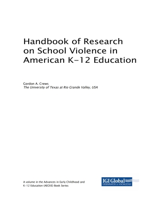 Cover image: Handbook of Research on School Violence in American K-12 Education 9781522562467