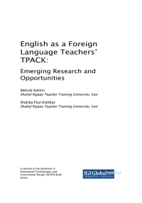 Cover image: English as a Foreign Language Teachers' TPACK 9781522562672