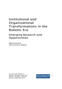 Imagen de portada: Institutional and Organizational Transformations in the Robotic Era 9781522562702