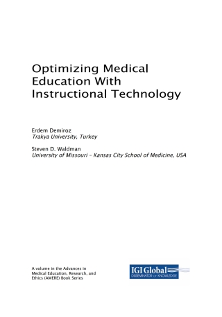 Imagen de portada: Optimizing Medical Education With Instructional Technology 9781522562894