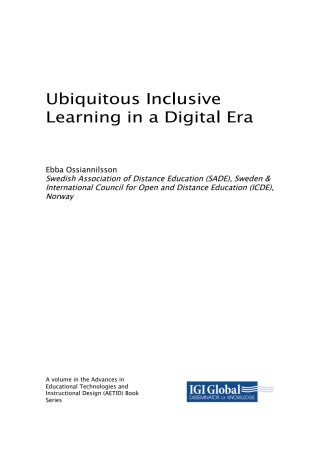 Cover image: Ubiquitous Inclusive Learning in a Digital Era 9781522562924