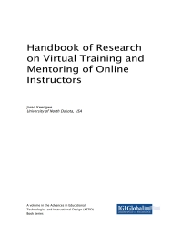 Cover image: Handbook of Research on Virtual Training and Mentoring of Online Instructors 9781522563228