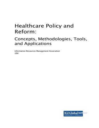 Imagen de portada: Healthcare Policy and Reform: Concepts, Methodologies, Tools, and Applications 9781522569152