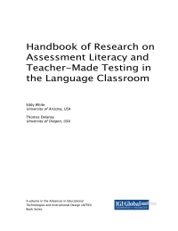 Imagen de portada: Handbook of Research on Assessment Literacy and Teacher-Made Testing in the Language Classroom 9781522569862