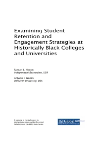 Imagen de portada: Examining Student Retention and Engagement Strategies at Historically Black Colleges and Universities 9781522570219
