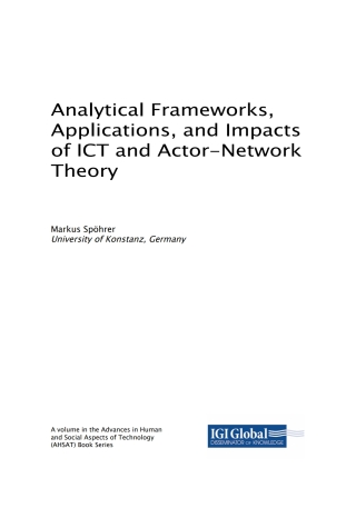 Imagen de portada: Analytical Frameworks, Applications, and Impacts of ICT and Actor-Network Theory 9781522570271