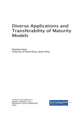 صورة الغلاف: Diverse Applications and Transferability of Maturity Models 9781522570806