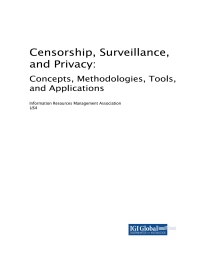Imagen de portada: Censorship, Surveillance, and Privacy 9781522571131