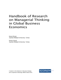 Cover image: Handbook of Research on Managerial Thinking in Global Business Economics 9781522571803