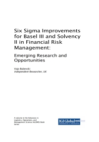 Cover image: Six Sigma Improvements for Basel III and Solvency II in Financial Risk Management 9781522572800