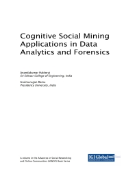 صورة الغلاف: Cognitive Social Mining Applications in Data Analytics and Forensics 9781522575221