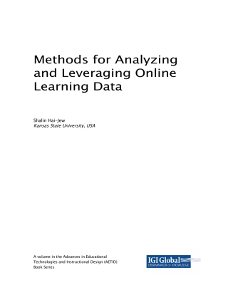 Cover image: Methods for Analyzing and Leveraging Online Learning Data 9781522575283