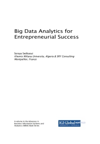 Cover image: Big Data Analytics for Entrepreneurial Success 9781522576099