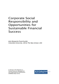 Cover image: Corporate Social Responsibility and Opportunities for Sustainable Financial Success 9781522576198