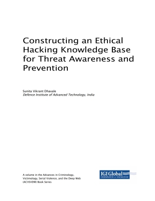 Imagen de portada: Constructing an Ethical Hacking Knowledge Base for Threat Awareness and Prevention 9781522576280