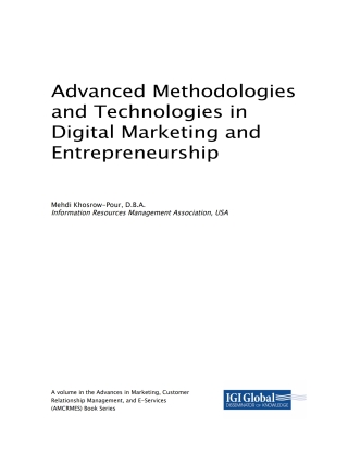 表紙画像: Advanced Methodologies and Technologies in Digital Marketing and Entrepreneurship 9781522577669