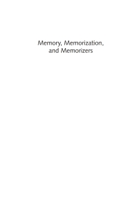 Cover image: Memory, Memorization, and Memorizers 9781532633928