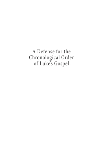 Imagen de portada: A Defense for the Chronological Order of Luke’s Gospel 9781532651137