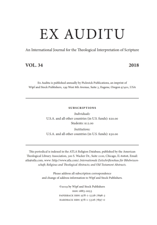Cover image: Ex Auditu - Volume 34 9781532676963
