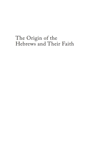 Cover image: The Origin of the Hebrews and Their Faith 9781532686535