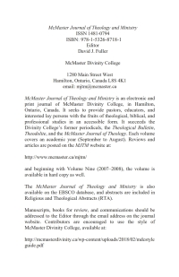 Cover image: McMaster Journal of Theology and Ministry: Volume 19, 2017–2018 9781532687181