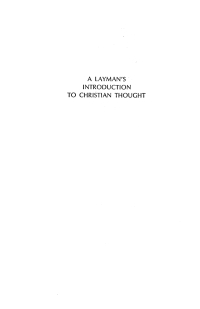 Cover image: A Layman’s Introduction to Christian Thought 9781532689062