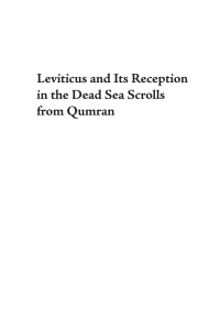 Cover image: Leviticus and Its Reception in the Dead Sea Scrolls from Qumran 9781532692222