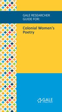 表紙画像: Gale Researcher Guide for: Colonial Women's Poetry 1st edition 9781535847803