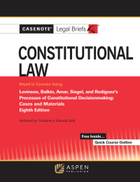 Cover image: Casenote Legal Briefs for Constitutional Law Keyed to Levinson, Balkin, Amar, Siegel, and Rodriguez 8th edition 9781543841459