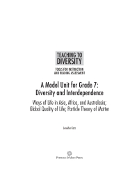 Cover image: A Model Unit For Grade 7: Diversity and Interdependence 9781553794134