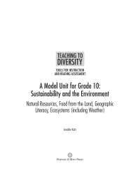 Cover image: A Model Unit For Grade 10: Sustainability and the Environment 9781553793885