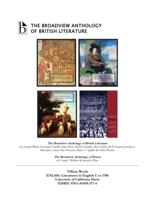 صورة الغلاف: Werth Custom Text - ENGL10A: Literatures in English I: to 1700 9781554593767