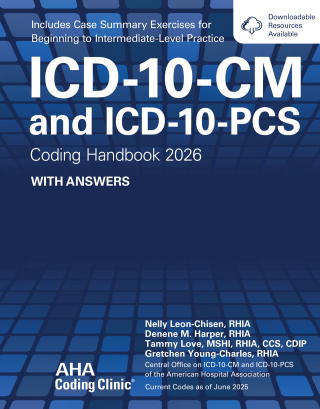 Cover image: ICD-10-CM and ICD-10-PCS Medical Coding Handbook With Answers, 2026 Ed., ePub 26th edition 9781556485213