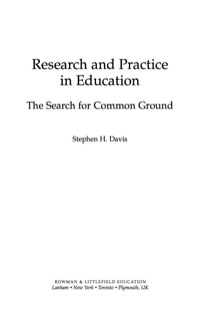 Cover image: Research and Practice in Education 9781578868414