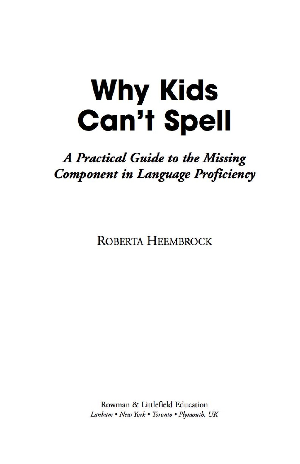 Why Kids Can't Spell (eBook Rental)