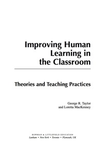 صورة الغلاف: Improving Human Learning in the Classroom 9781578868575