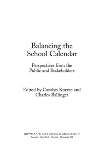 表紙画像: Balancing the School Calendar 9781578868797