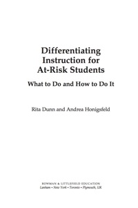 صورة الغلاف: Differentiating Instruction for At-Risk Students 1st edition 9781578869831