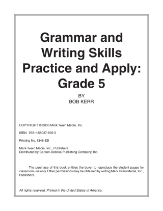 Cover image: Grammar & Writing Skills, Grade 5 9781580371247